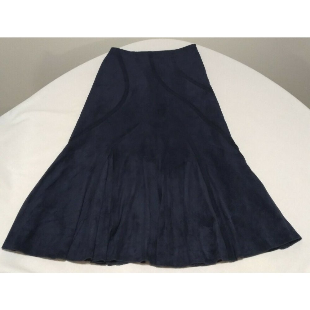 Per Una Navy Size 10 Velour Maxi Lined Skirt